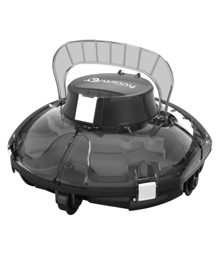 WINNY POOL CLEANER Winny 200 Poolroboter, Poolsauger kabellos mit Akku, 75 Min. Laufzeit, für Aufstellpools bis 60 m², Doppelfiltration, Automatisches Parken, Kompakt Leicht (Transparentes Blau)