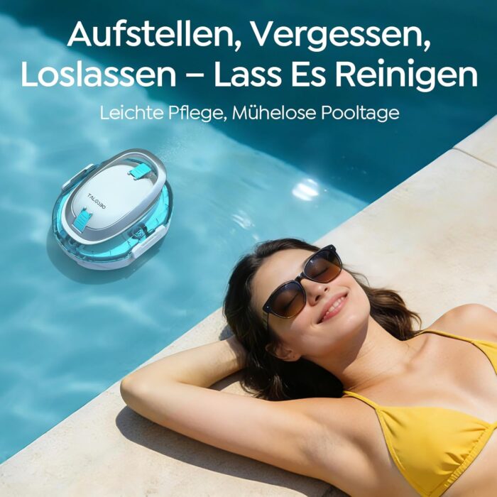 (2026 Upgrade) S2 Poolroboter,Doppelfiltration,Kabelloser Poolsauger Akku, 90 Min Automatische Reinigung mit Selbsteinparkfunktion,Dual Motoren Poolreiniger für Flache Böden Pools bis 80 m²