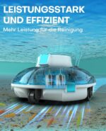 WINNY POOL CLEANER Winny 200 Poolroboter, Poolsauger kabellos mit Akku, 75 Min. Laufzeit, für Aufstellpools bis 60 m², Doppelfiltration, Automatisches Parken, Kompakt Leicht (Transparentes Blau)