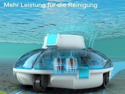 WINNY POOL CLEANER Winny 200 Poolroboter, Poolsauger kabellos mit Akku, 75 Min. Laufzeit, für Aufstellpools bis 60 m², Doppelfiltration, Automatisches Parken, Kompakt Leicht (Transparentes Blau)