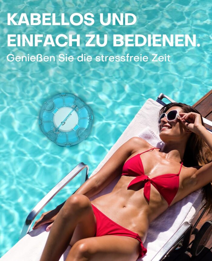 WINNY POOL CLEANER Winny 200 Poolroboter, Poolsauger kabellos mit Akku, 75 Min. Laufzeit, für Aufstellpools bis 60 m², Doppelfiltration, Automatisches Parken, Kompakt Leicht (Transparentes Blau)
