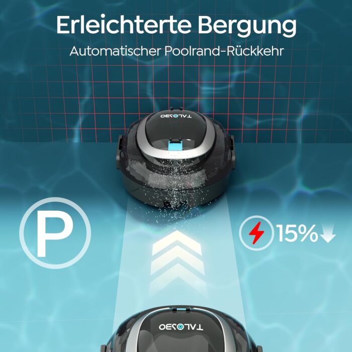 (2026 neu) TALOSBO S2 Poolroboter mit Doppelfiltration,Dual Motoren Poolreiniger,Kabelloser Poolsauger Akku mit 90 Min Laufzeit,2,5H Ladezeit,Selbsteinparkfunktion für Flache Böden Pools