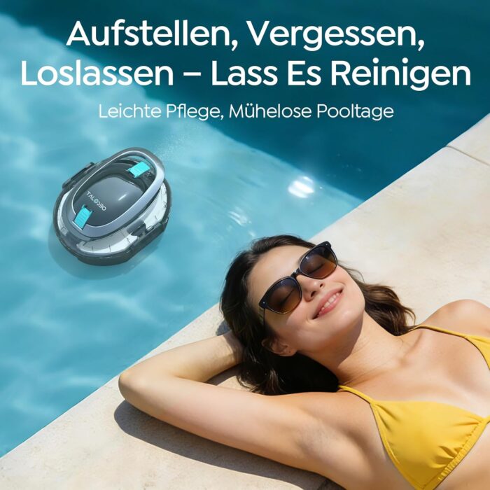 (2026 neu) TALOSBO S2 Poolroboter mit Doppelfiltration,Dual Motoren Poolreiniger,Kabelloser Poolsauger Akku mit 90 Min Laufzeit,2,5H Ladezeit,Selbsteinparkfunktion für Flache Böden Pools
