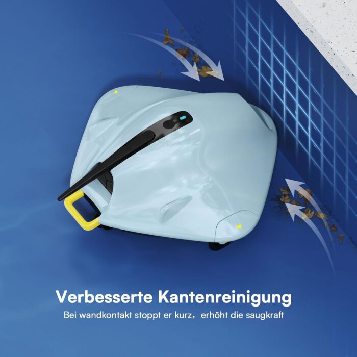 Poolroboter Kabellos Poolsauger Akku 40W Power & 90 Min Laufzeit - Saugroboter Pool Mit Doppelfiltersystem & Hindernis-Überwindung für Ebene Pools Bis 149 ㎡ Reinigt Effektiv Blätter & Schlamm