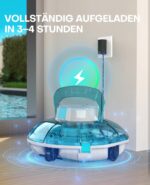 WINNY POOL CLEANER Winny 200 Poolroboter, Poolsauger kabellos mit Akku, 75 Min. Laufzeit, für Aufstellpools bis 60 m², Doppelfiltration, Automatisches Parken, Kompakt Leicht (Transparentes Blau)