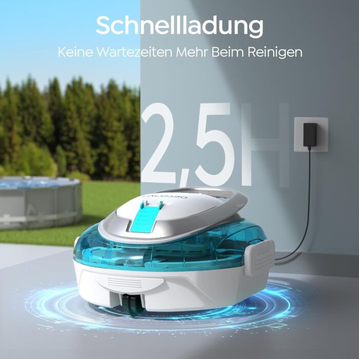 (2026 Upgrade) S2 Poolroboter,Doppelfiltration,Kabelloser Poolsauger Akku, 90 Min Automatische Reinigung mit Selbsteinparkfunktion,Dual Motoren Poolreiniger für Flache Böden Pools bis 80 m²