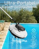 (2026 Upgrade) Poolroboter, Kabelloser Poolsauger Akku mit 120 Min Laufzeit, Dual Motoren Poolreiniger, Selbsteinparkfunktion, Tragbar Poolroboter Akku für Flache Böden Pools bis zu 100 m²