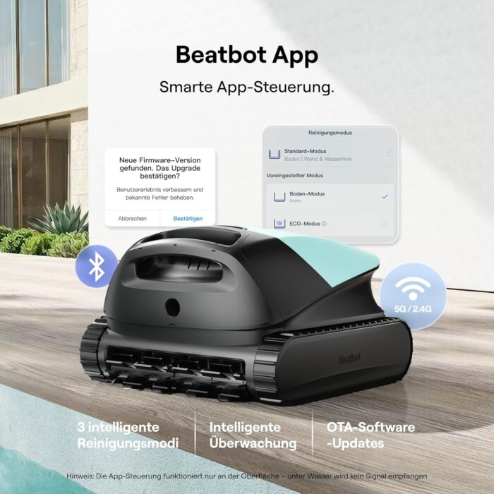 Beatbot (2026 Neu) Sora 10 Poolroboter, Poolroboter Akku Boden und Wand, Reinigt Wasserlinie & Plattformen, 25700 LPH Saugleistung, smartes Wasserlinien-Parken, 5L Filterkorb, bis zu 5 Std. Laufzeit