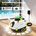 Y10 Poolroboter, Poolroboter Akku für die Bodenreinigung, 100 Min Batterielaufzeit, für Pools bis zu 120㎡, Automatische Poolsauger mit Selbsteinparkfunktion 180 μm Filter (Weiß)