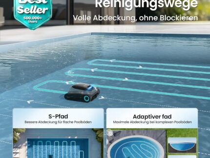 AIPER (2026 Upgrade) Scuba S1 Poolroboter Boden und Wand, Wasserlinienreinigung, Doppelfiltration, 240 Min Laufzeit, Intelligente Navigation, App-Steuerung & OTA-Updates für Einbau- und Aufstellpools